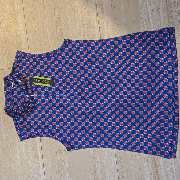 Repreve Ecotec Tops - New Repreve Ecotec UPF 50+ Blue Floral Print Collared Quarter Zip Top
